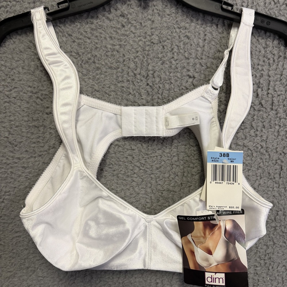 NWT Dim Full Support Gel Comfort Strap Wire Free Bra Women's 38B White R524